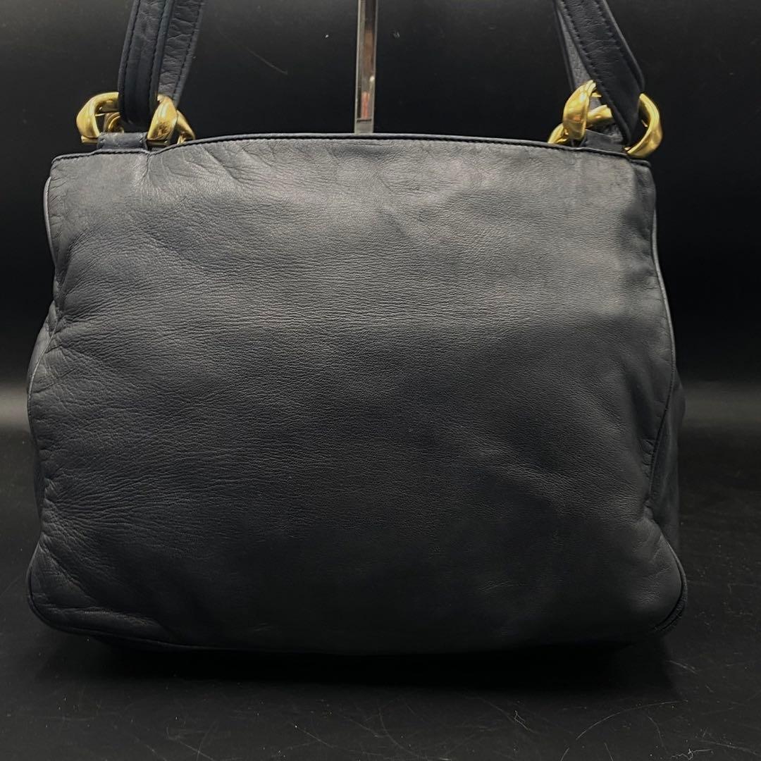 【美品】ロエベ アナグラム ショルダーバッグ ブラック レザー