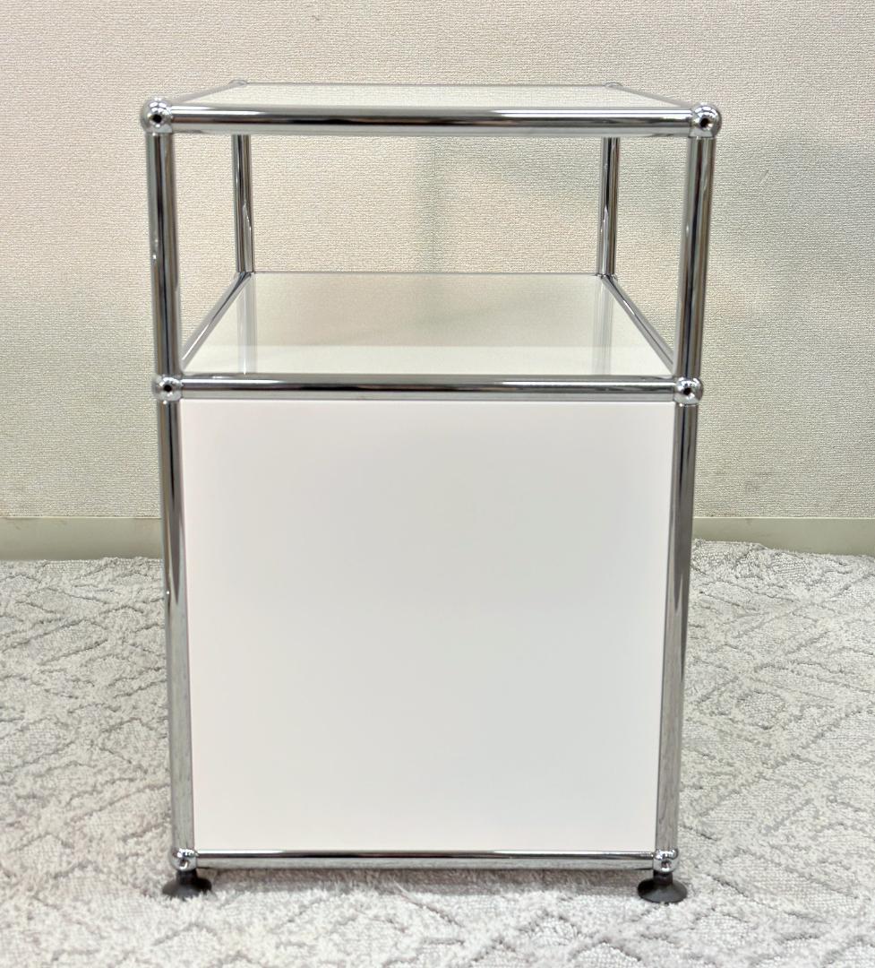 美品■USMハラー■ローボード　ミニキャビネット　1列2段　白　サイドテーブル