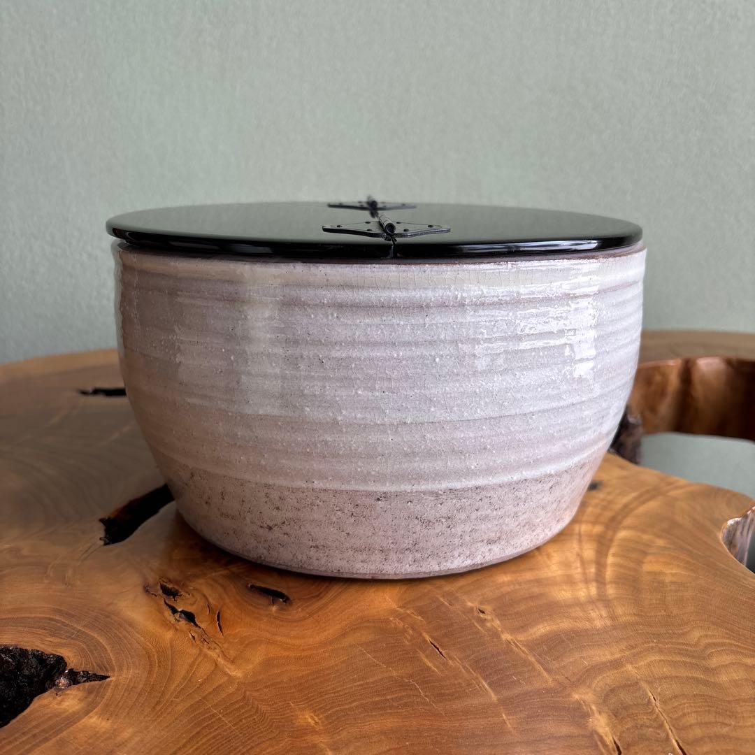 粉引手平水指 木村盛和作 直径23cm茶道具 共箱