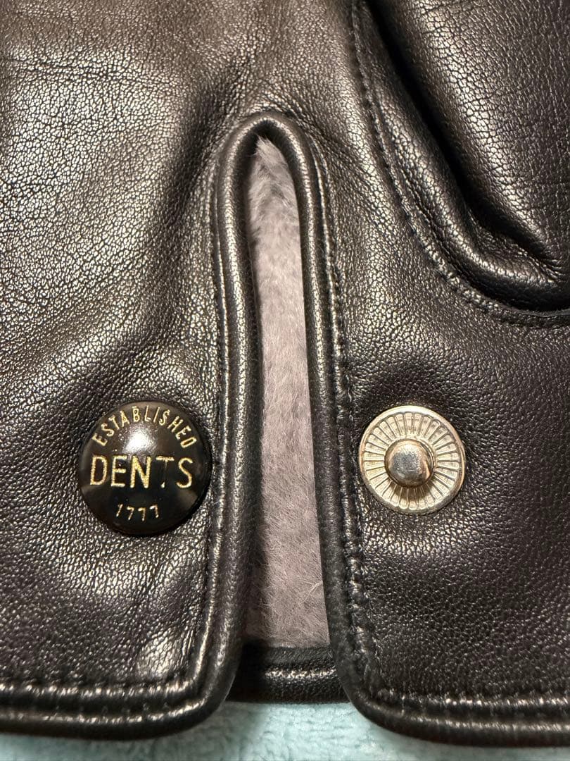 DENTS 黒 レザー手袋 ラビットファー裏地　デンツ