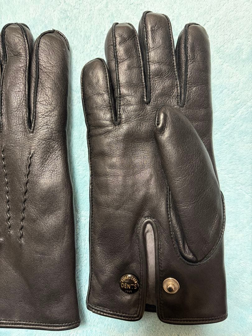DENTS 黒 レザー手袋 ラビットファー裏地　デンツ