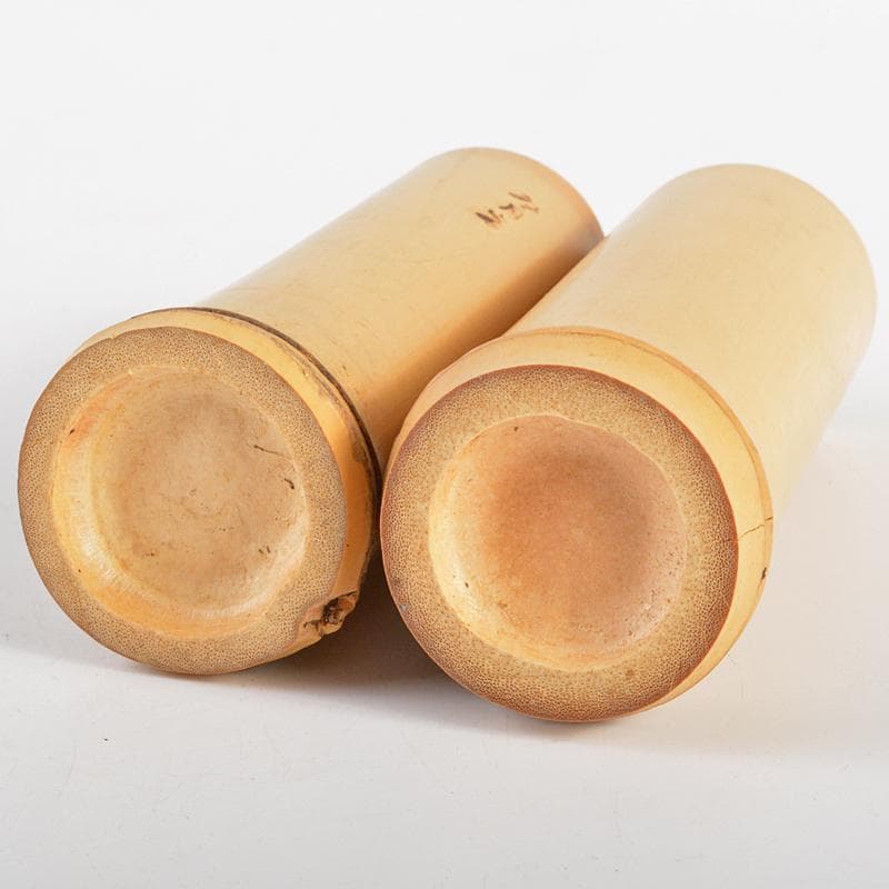 喫煙具　唐木斑竹細工　莨盆　煙草盆　一對　時代箱付　V　R7346B