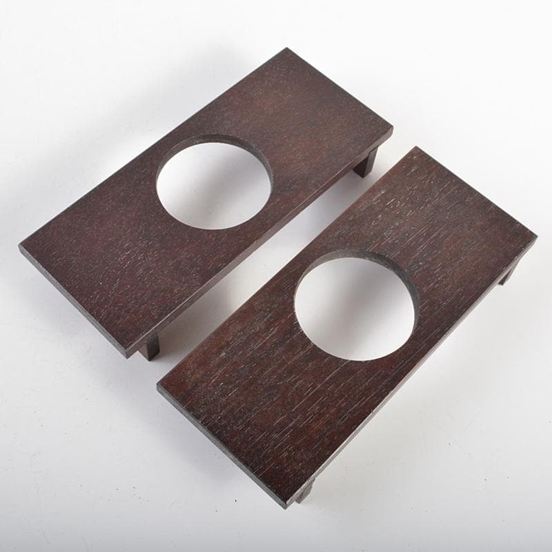 喫煙具　唐木斑竹細工　莨盆　煙草盆　一對　時代箱付　V　R7346B