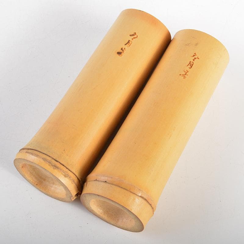 喫煙具　唐木斑竹細工　莨盆　煙草盆　一對　時代箱付　V　R7346B