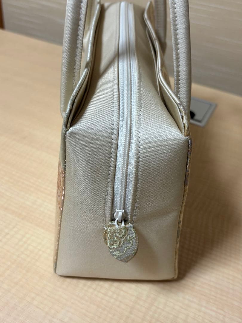 和装用バッグ クリーム色 花柄金箔模様