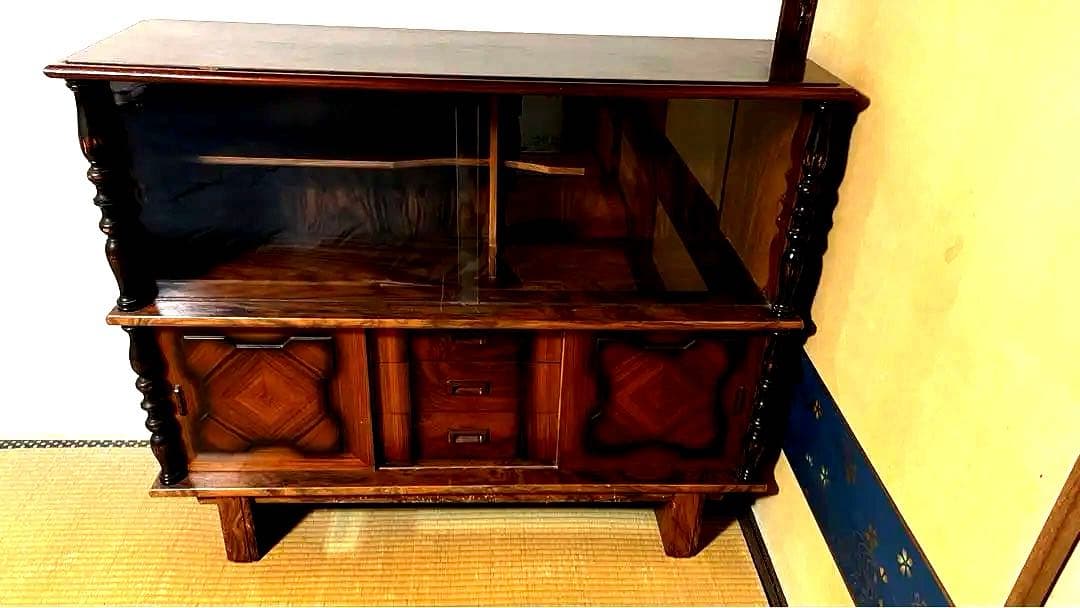 【asaaji】木製ガラス扉キャビネット(他の方は購入不可です)