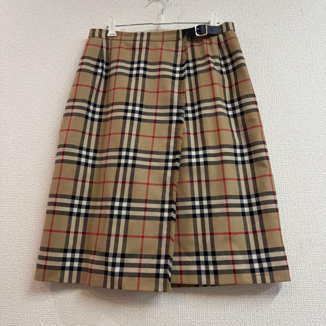 バーバリーロンドン ノバチェック フリンジ 巻きスカート ラップスカート 38