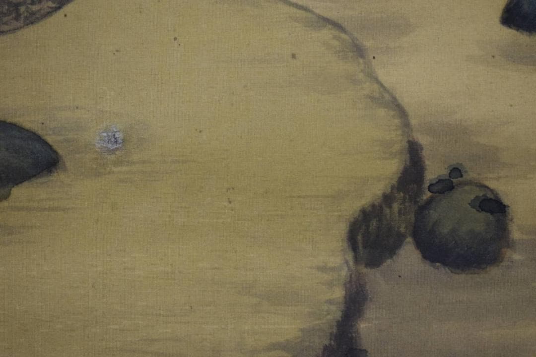 模写/幻の南画家/高橋草坪/山水梅花人物図/布袋屋掛軸HI-410