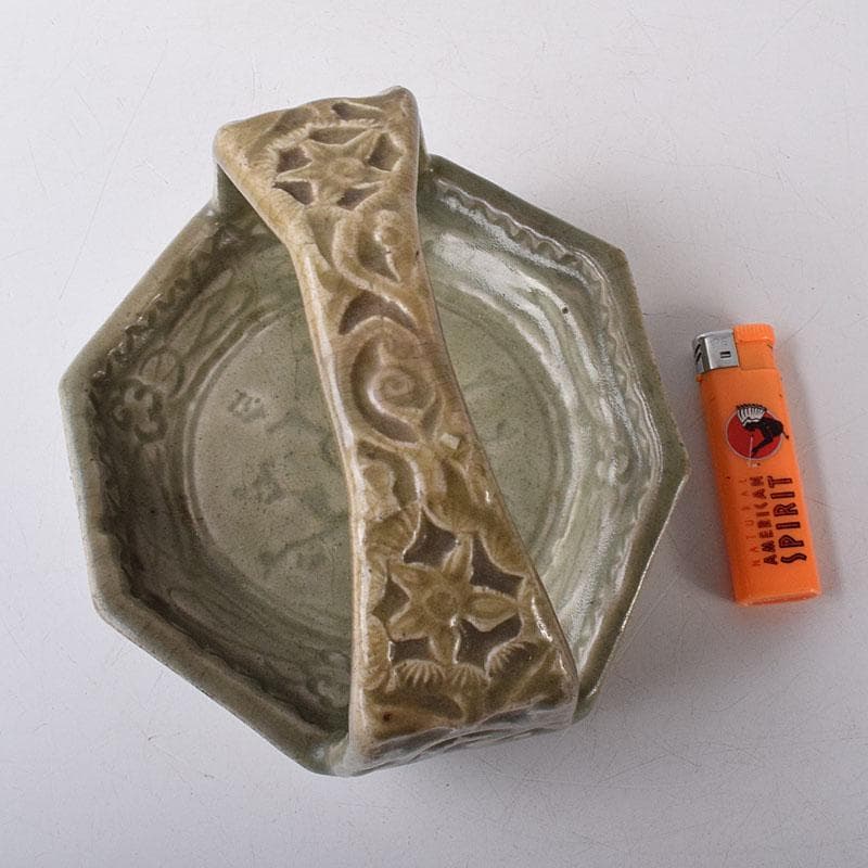 中国　七官青磁　刻花文　手鉢　時代箱　V　R8478