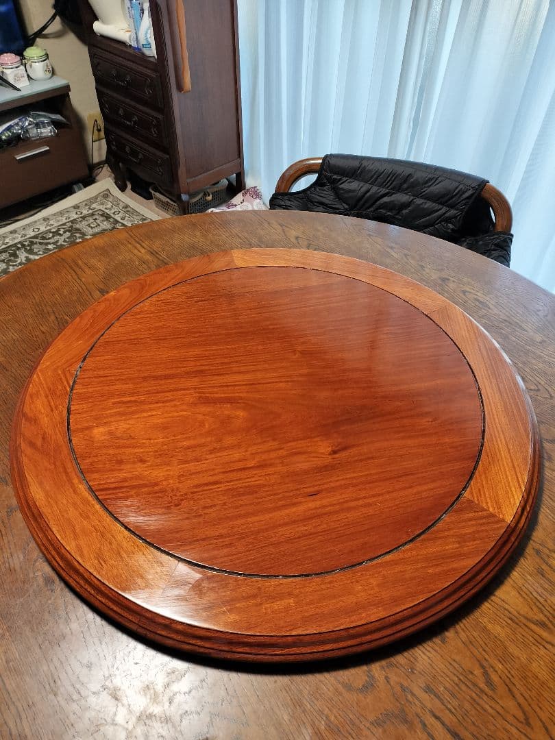 花梨無垢 円形回転卓ターンテーブル花台中華テーブルアンテーク