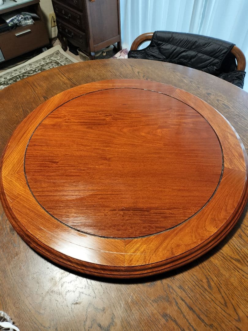 花梨無垢 円形回転卓ターンテーブル花台中華テーブルアンテーク