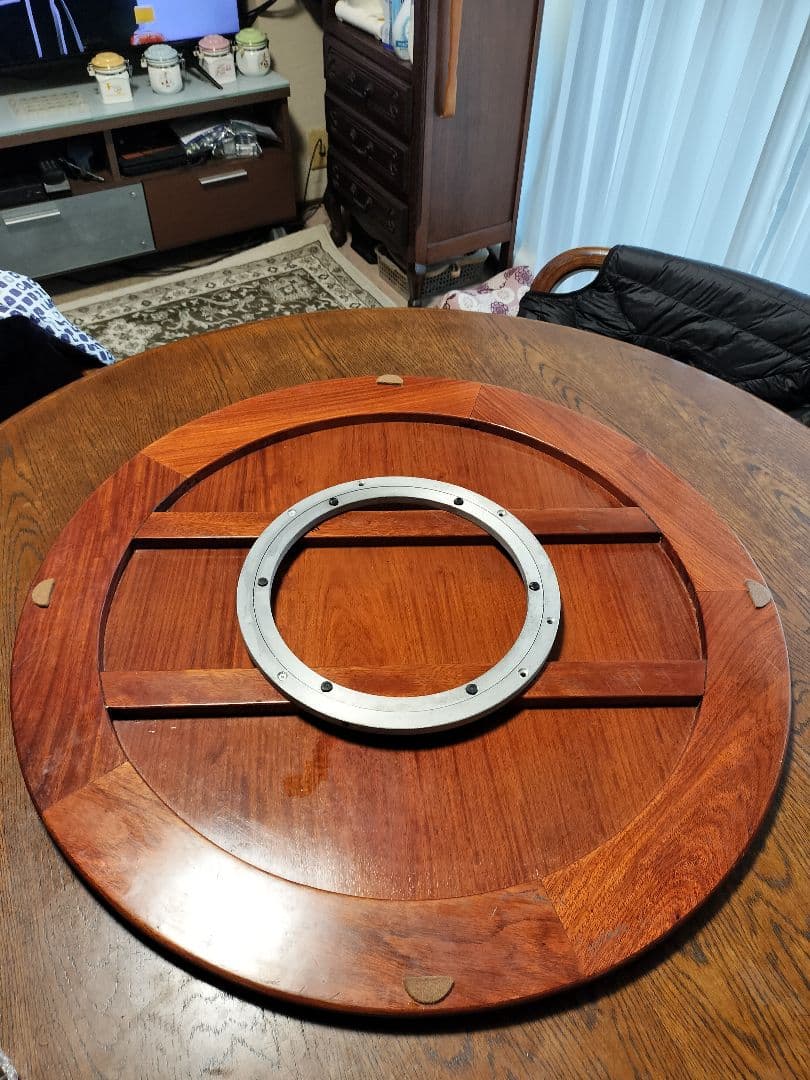 花梨無垢 円形回転卓ターンテーブル花台中華テーブルアンテーク