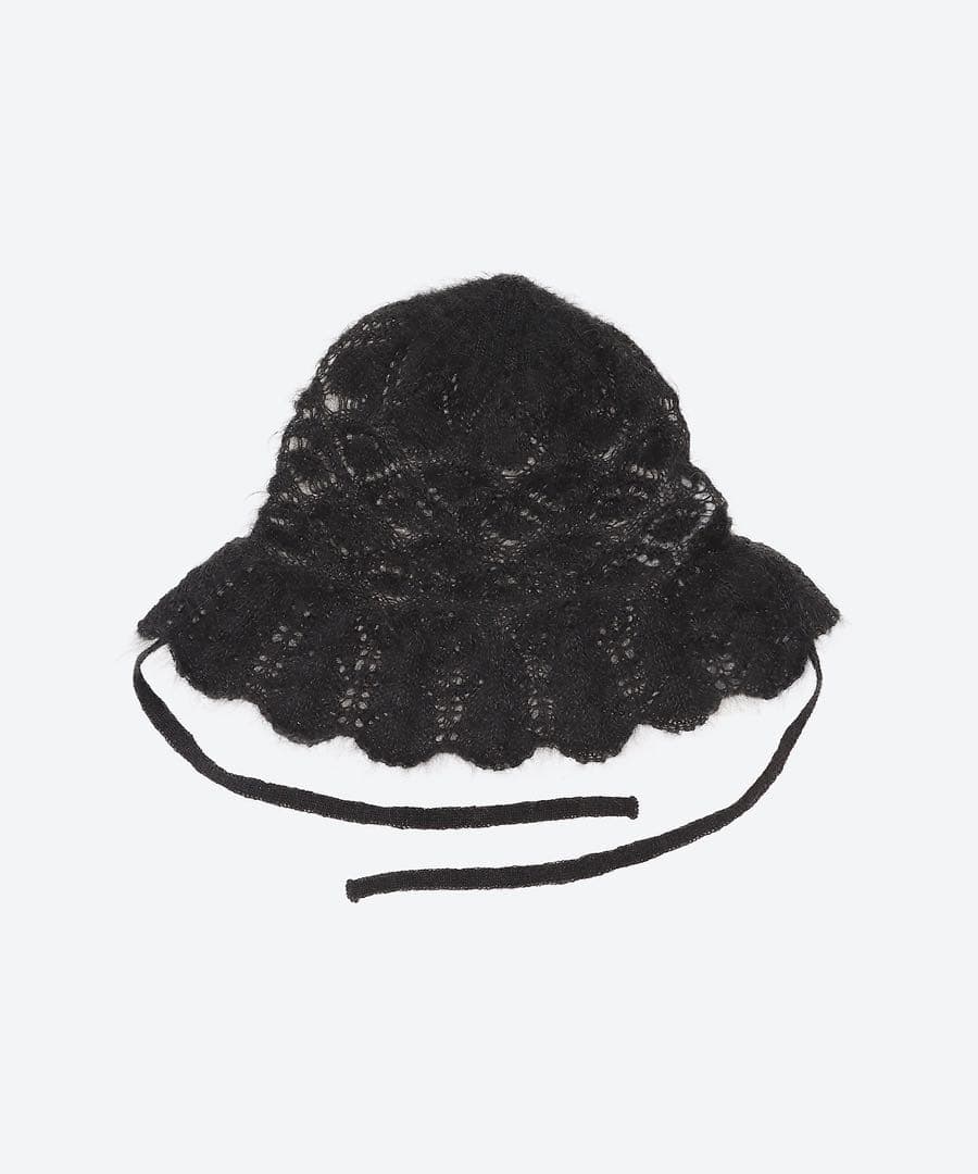 【美品】FUMIE TANAKA 2024aw / ニット レース ハット/黒