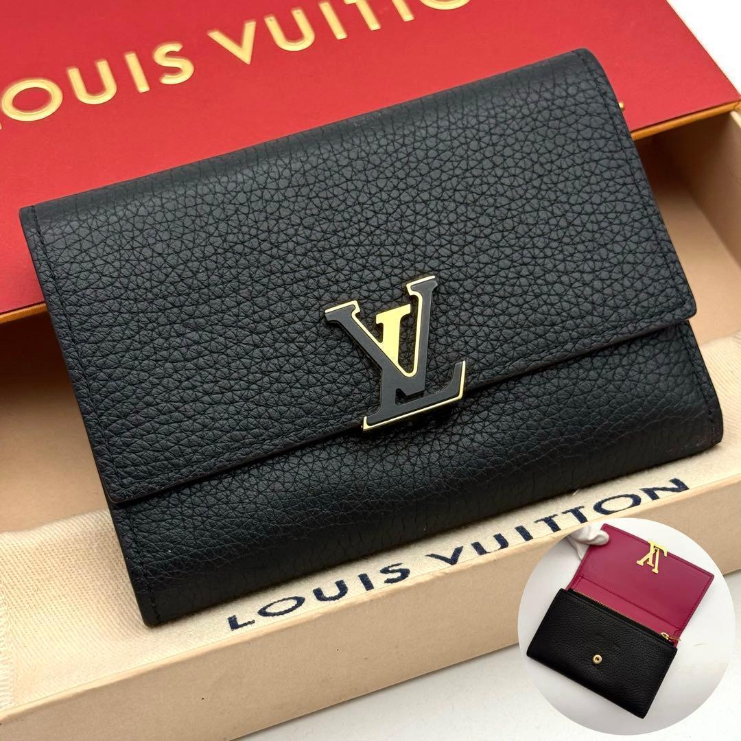 【極上美品】ルイヴィトン ポルトフォイユ カプシーヌ コンパクト 財布 黒