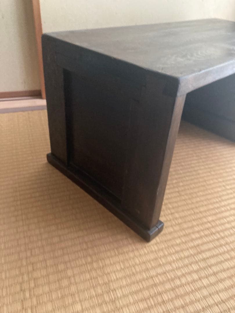 木製文机 ダークブラウン 2引き出し