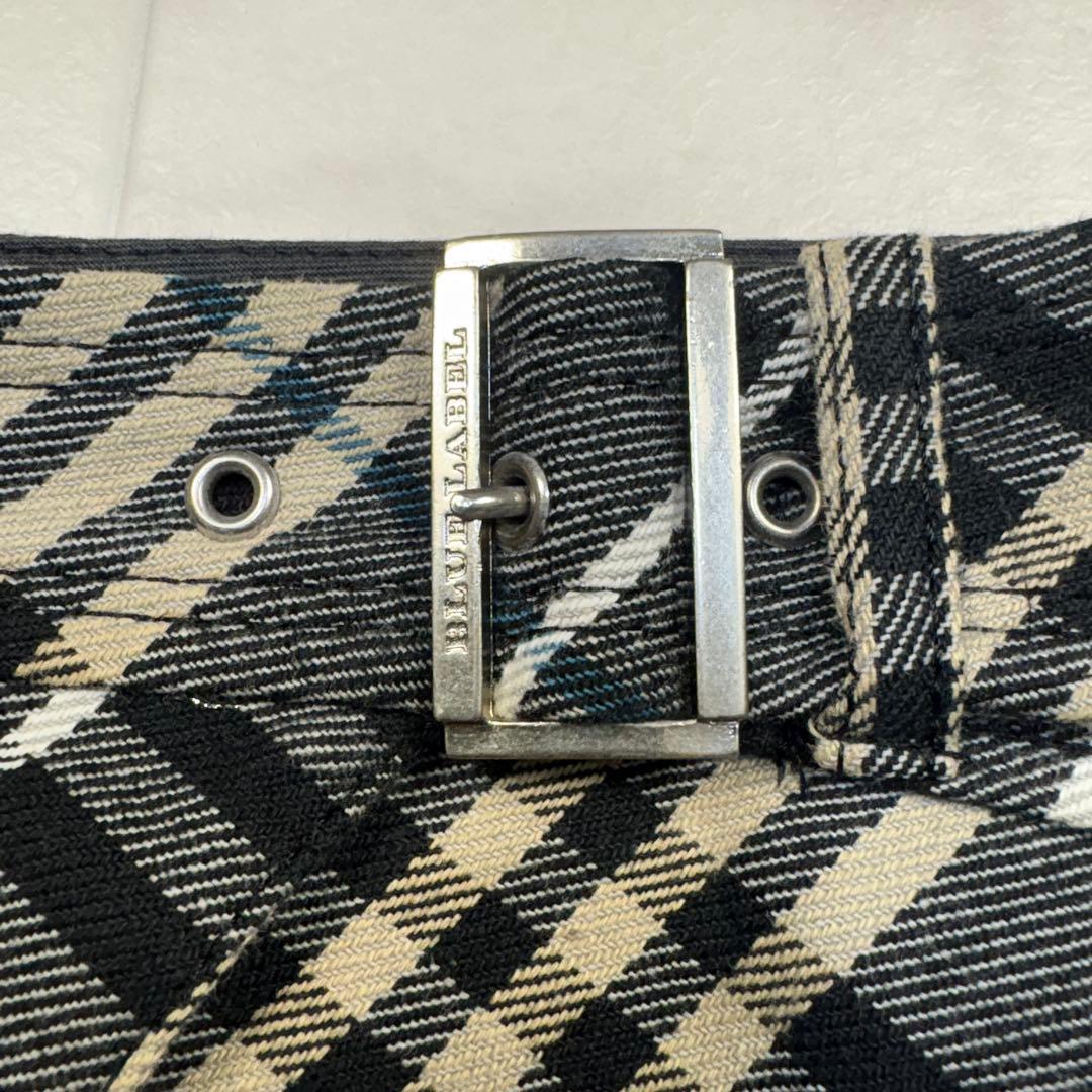 バーバリーブルーレーベル　ノバチェック　台形スカート　ベルト　38 ベージュ