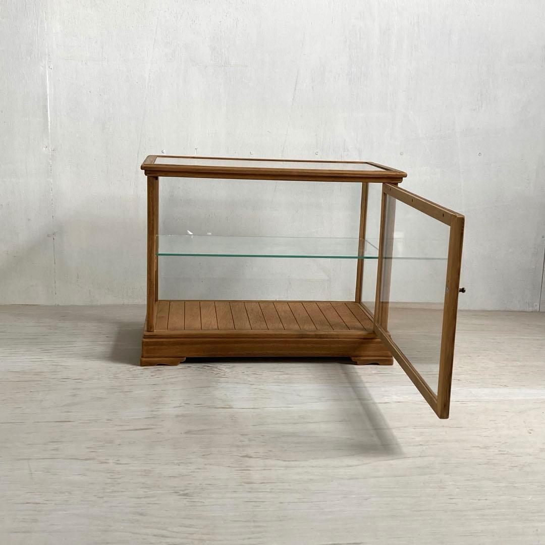 古い木製 ガラスケース 2段 ショーケース 展示ケース パンケース 店舗什器