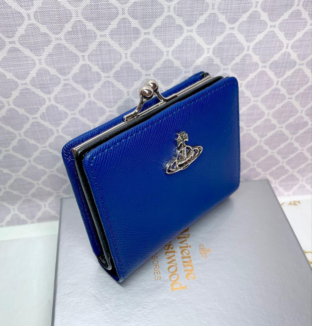 【最新◇ショッパー付】新品 ヴィヴィアン・ウエストウッド　2つ折り財布 ブルー