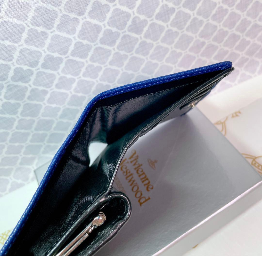 【最新◇ショッパー付】新品 ヴィヴィアン・ウエストウッド　2つ折り財布 ブルー