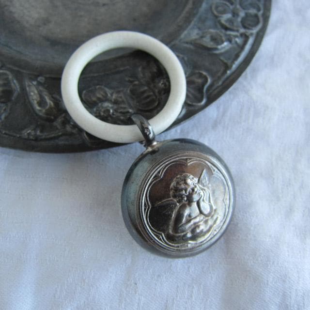 シルバー銀製 ラトル 天使 がらがら ベビー フランスアンティーク