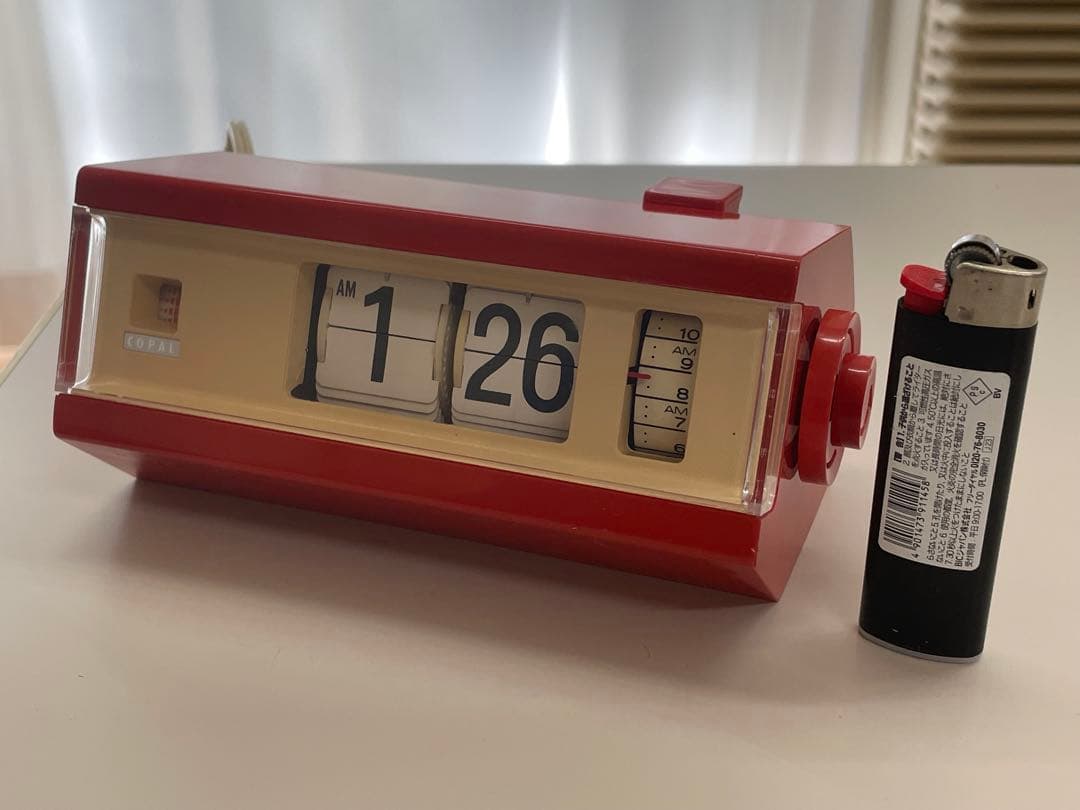 COPAL コパル　パタパタ時計　レッド×ベージュ