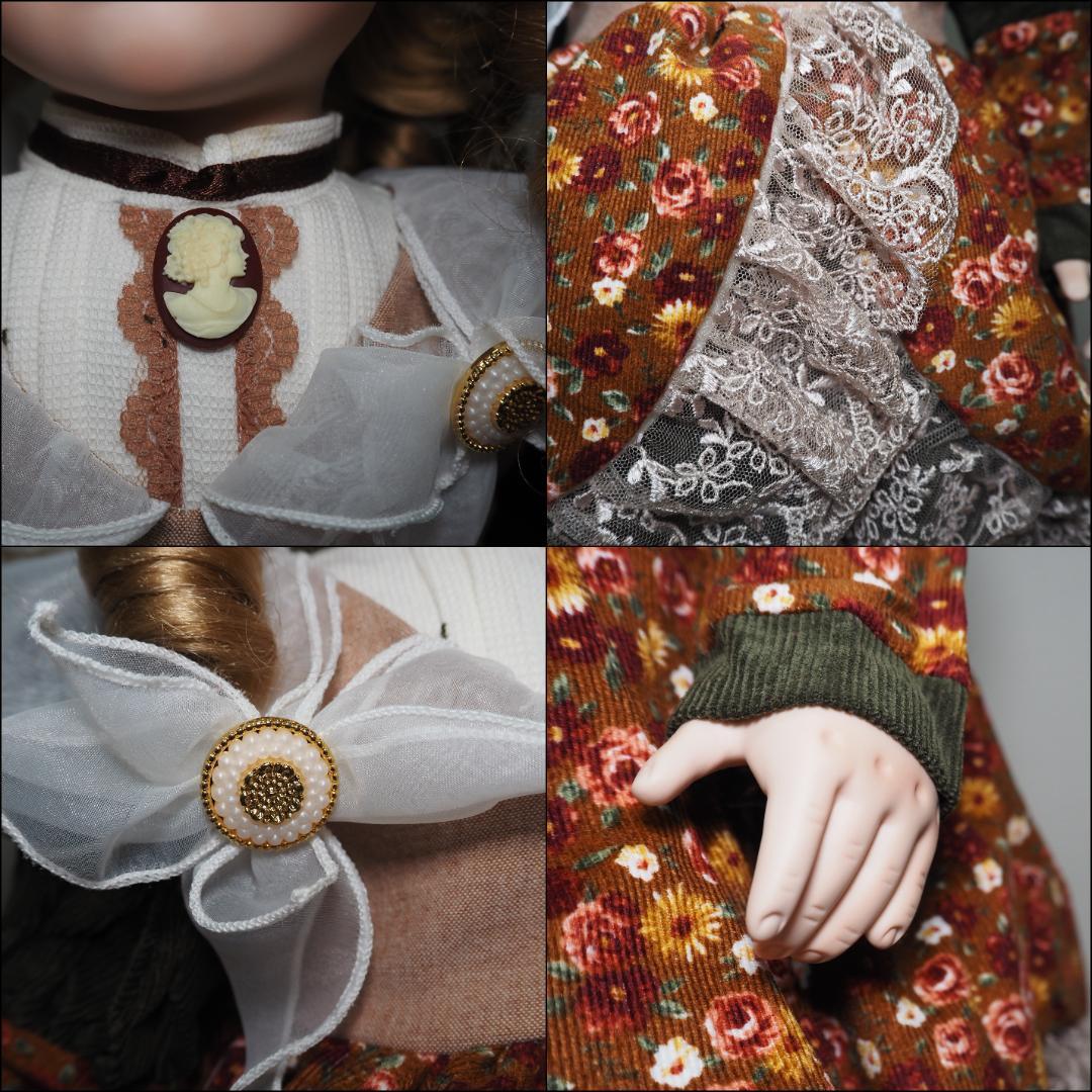 ビスクドール 可愛らしい女の子手造り磁器人形 サイン付き 置台付