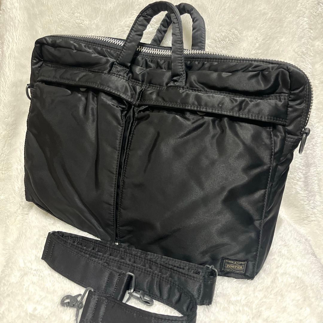 【美品 】PORTER TANKER 2WAYブリーフケース ブラック ナイロン