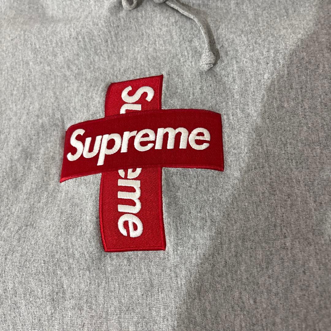 Supreme クロスロゴ フーディ グレー