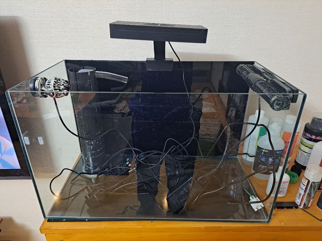 オーバーフロー水槽 透明ガラス LED照明付き 説明文要参照