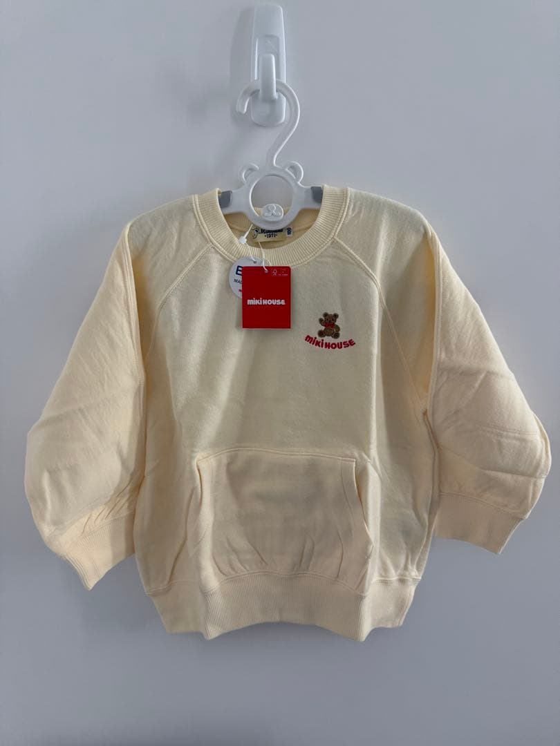 【美品】ミキハウスベア　バックロゴトレーナー　100 子供　アイボリー
