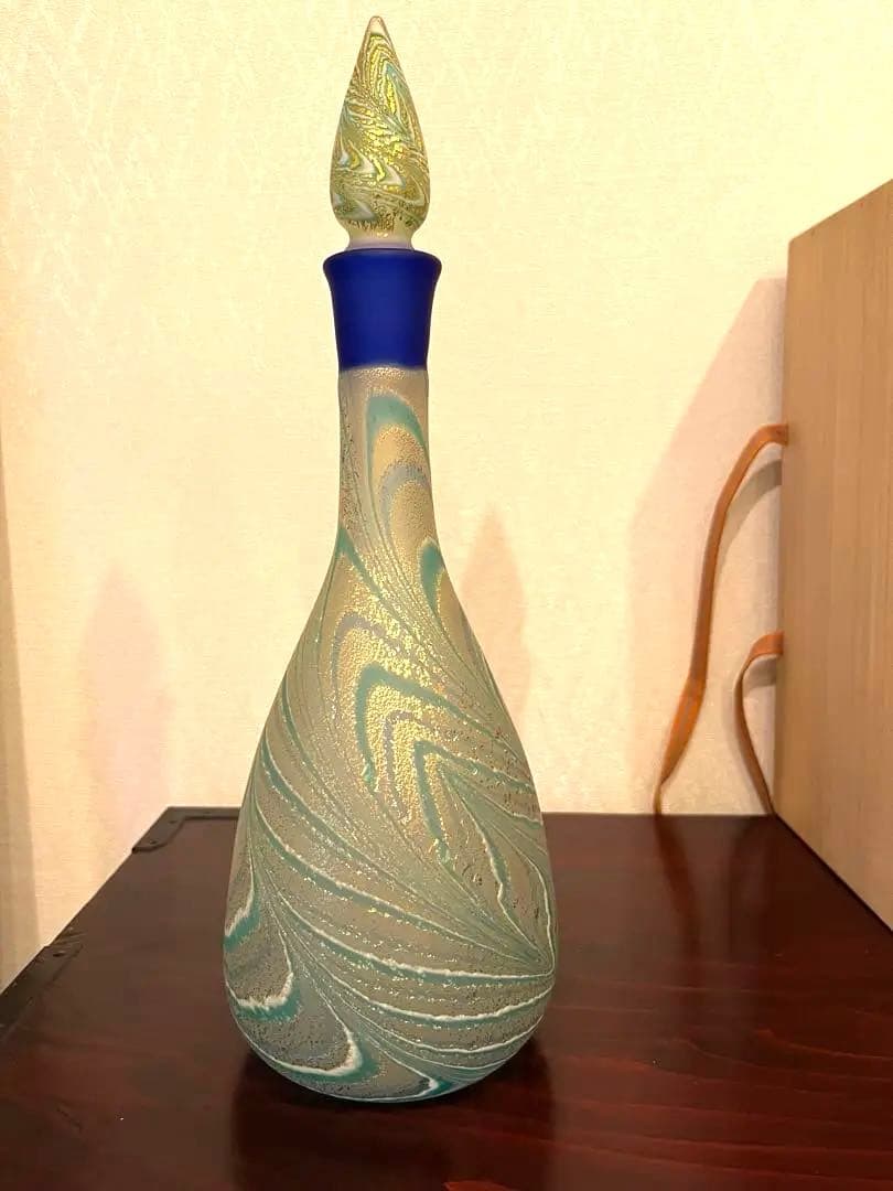 【希少・美品】石井康治 流水ボトル 手吹き硝子 共箱つき