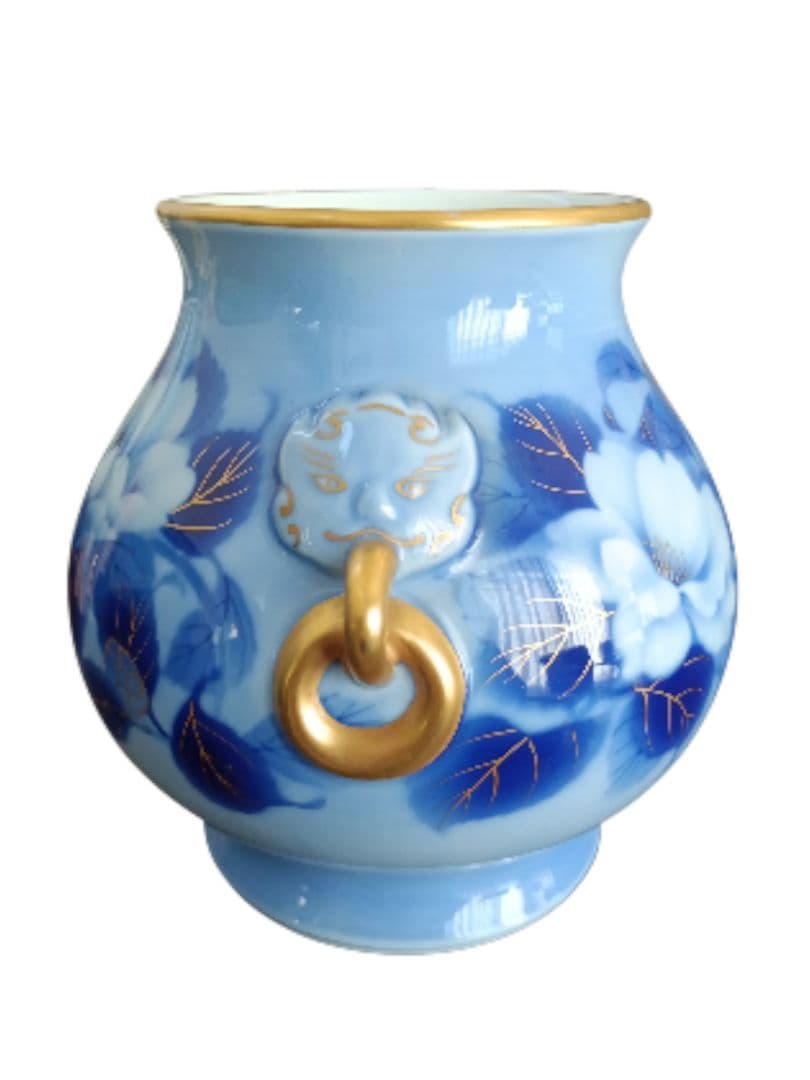 深川製磁 花瓶フラワーベース 金彩鬼面