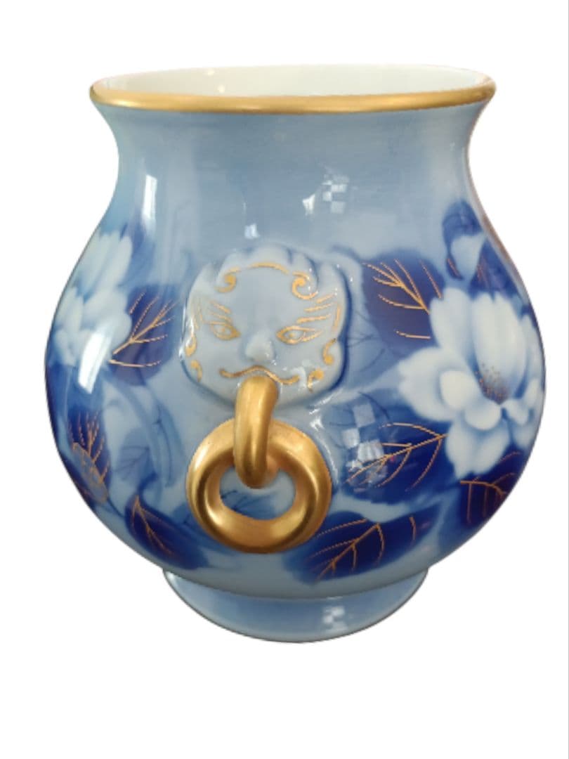 深川製磁 花瓶フラワーベース 金彩鬼面