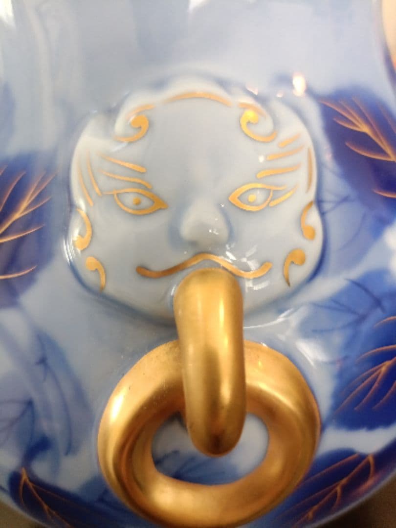 深川製磁 花瓶フラワーベース 金彩鬼面