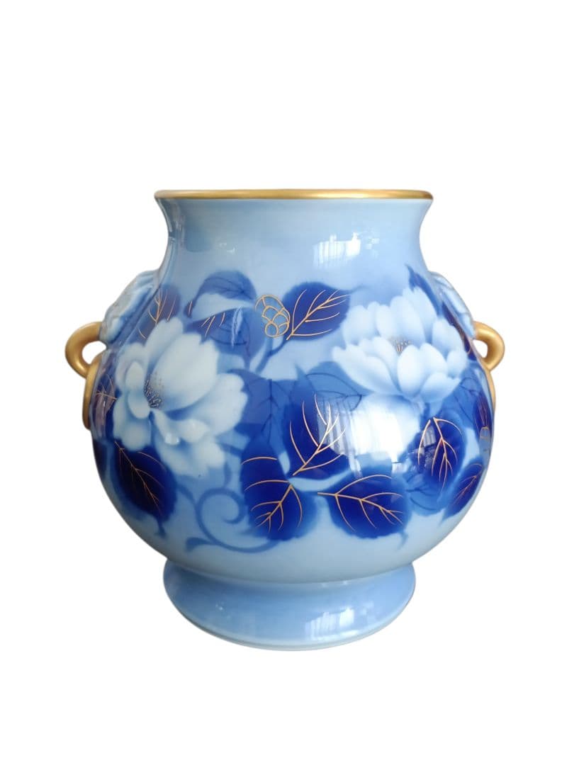 深川製磁 花瓶フラワーベース 金彩鬼面