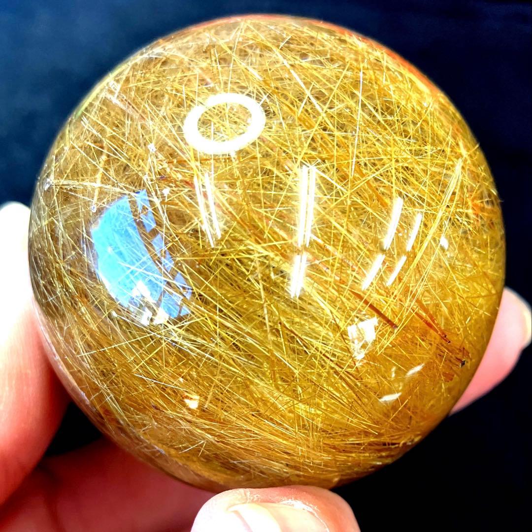 超絶綺麗✨50mm ゴールドルチルクォーツ　丸玉　スフィア　金針水晶