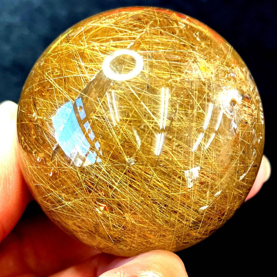 超絶綺麗✨50mm ゴールドルチルクォーツ　丸玉　スフィア　金針水晶