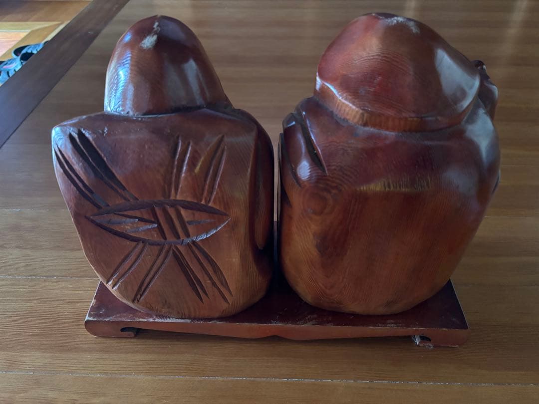 木製 福の神 彫刻 二体