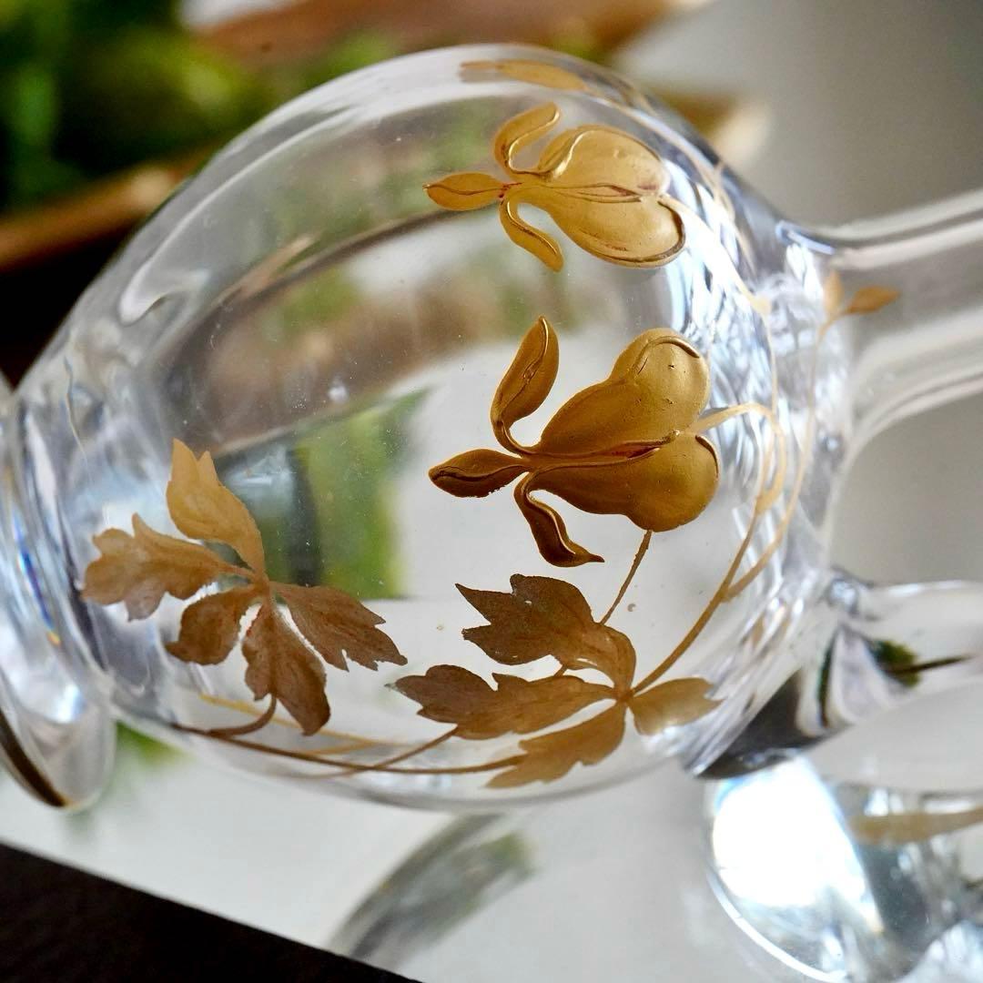 24金＆エナメル彩★オールドバカラ★ジャポニズム★取っ手付きデカンタ★希少サイズ