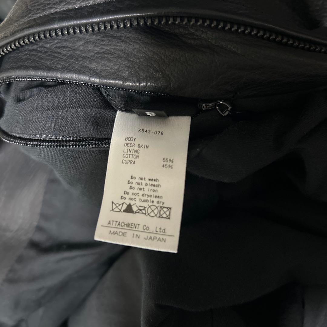 カズユキクマガイ 鹿革 ディアスキン　シングル ライダース レザー ジャケット