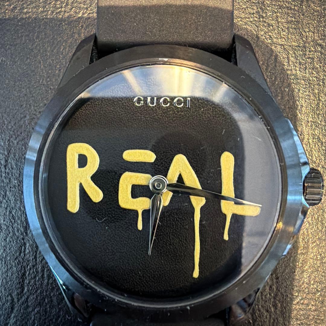 GUCCI ゴースト　REAL. リアルブラック ラバーバンド 腕時計　中古