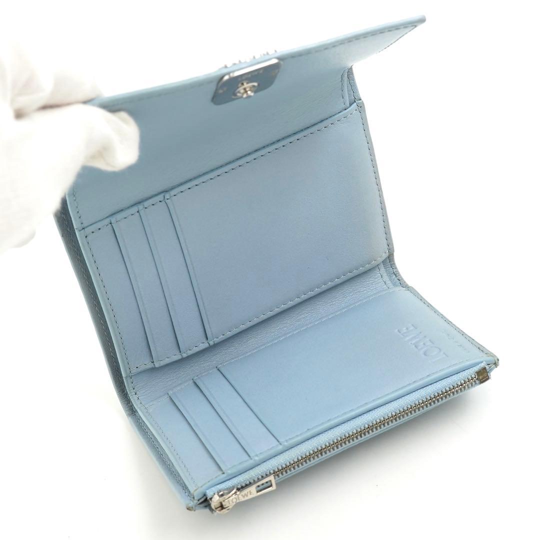 ✨新品未使用✨　LOEWE ミニ財布　バーティカルウォレット　アナグラム　水色