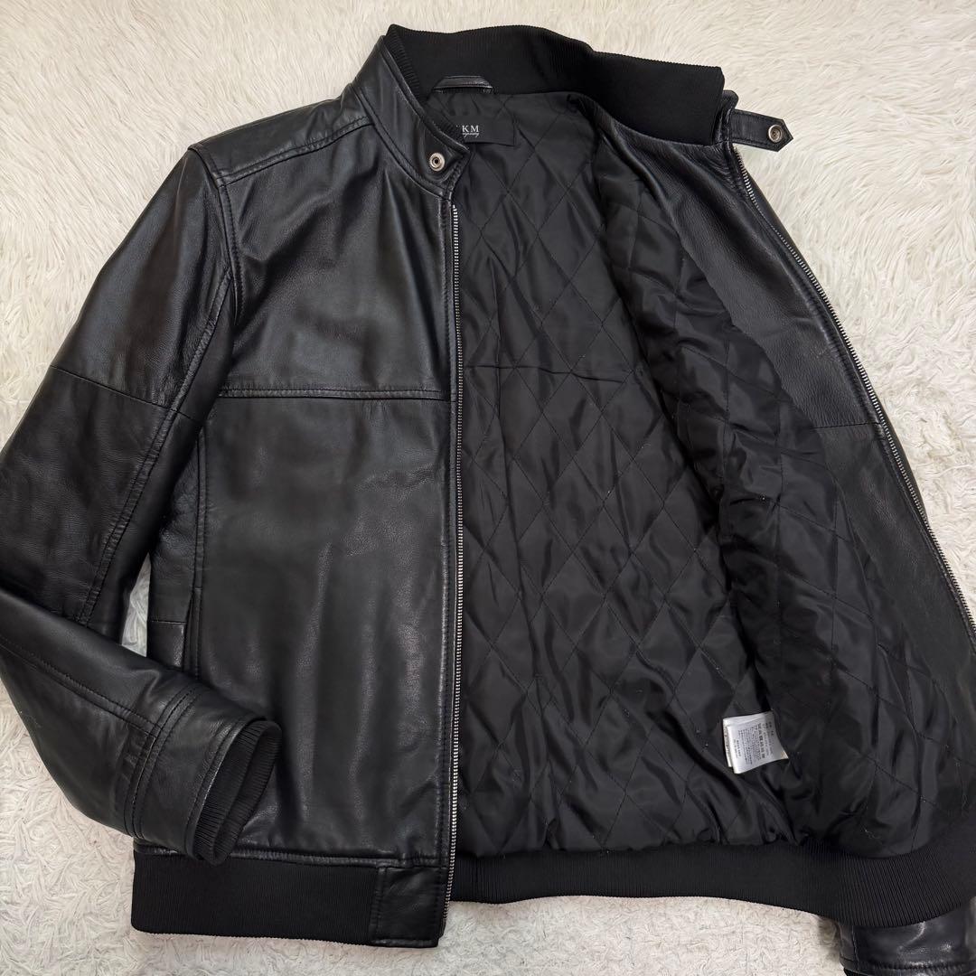近年美品Lサイズ相当　AKM シングルライダースジャケット　羊革　キルティング