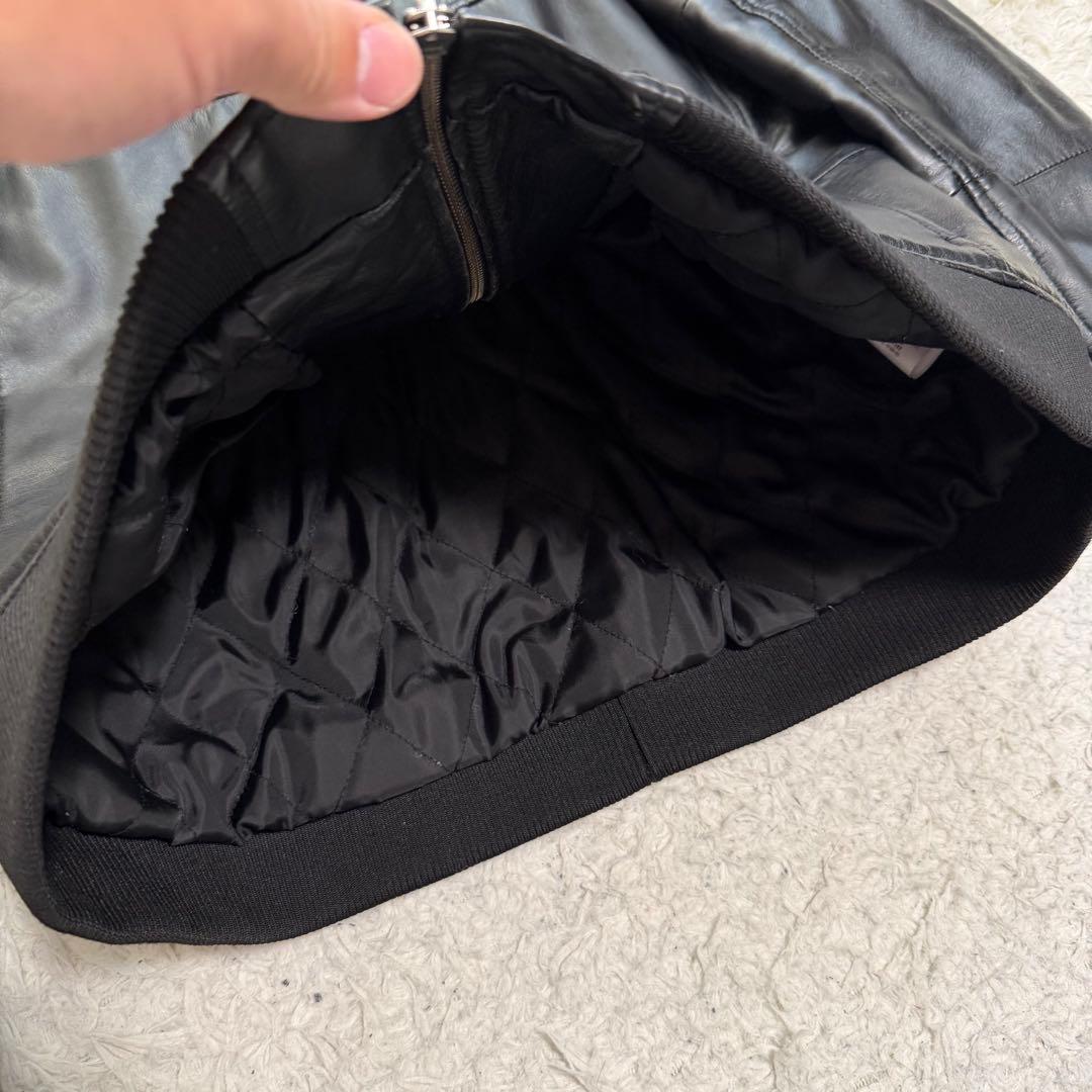 近年美品Lサイズ相当　AKM シングルライダースジャケット　羊革　キルティング