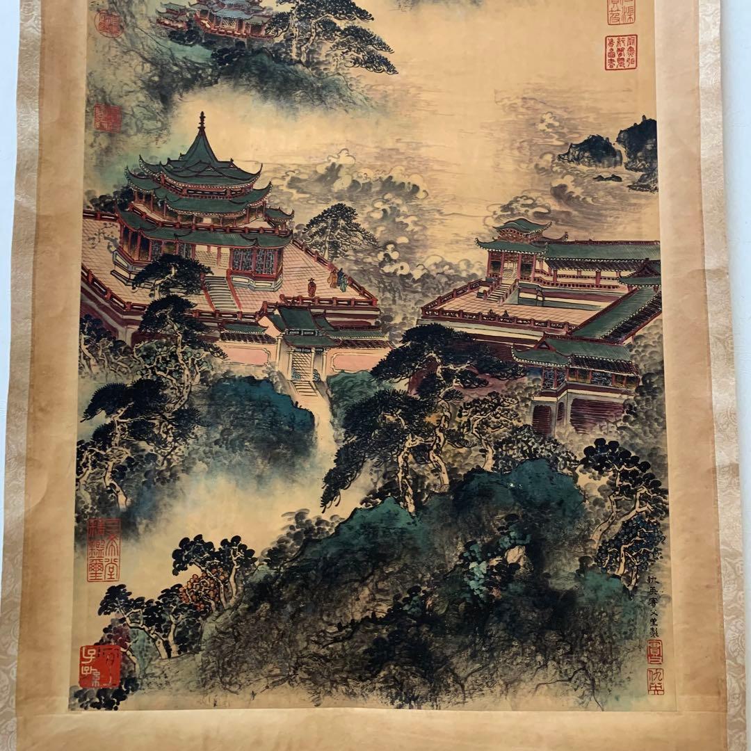 清国　大型　古美術　乾隆三希堂封印　名家 【仇英 】 氏の書卷绘　掛け軸　美術品