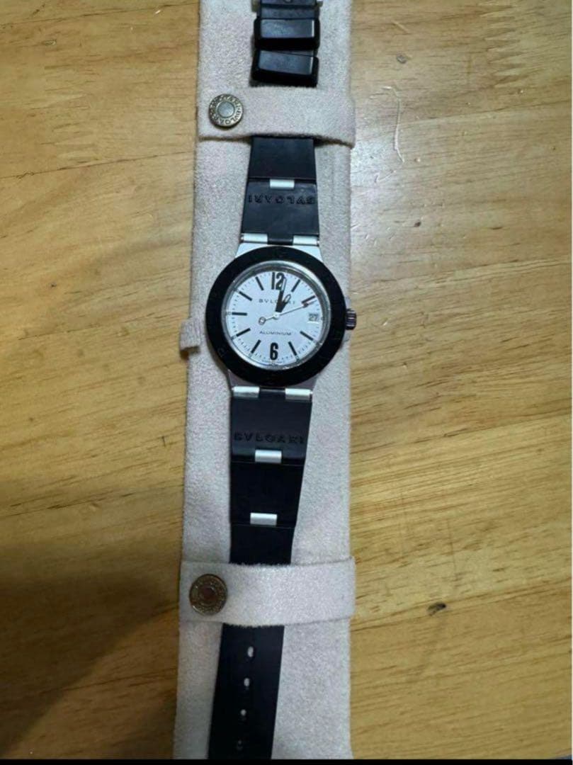 【BVLGARI ブルガリ アルミニウム AL38TA／ラバーベルト】