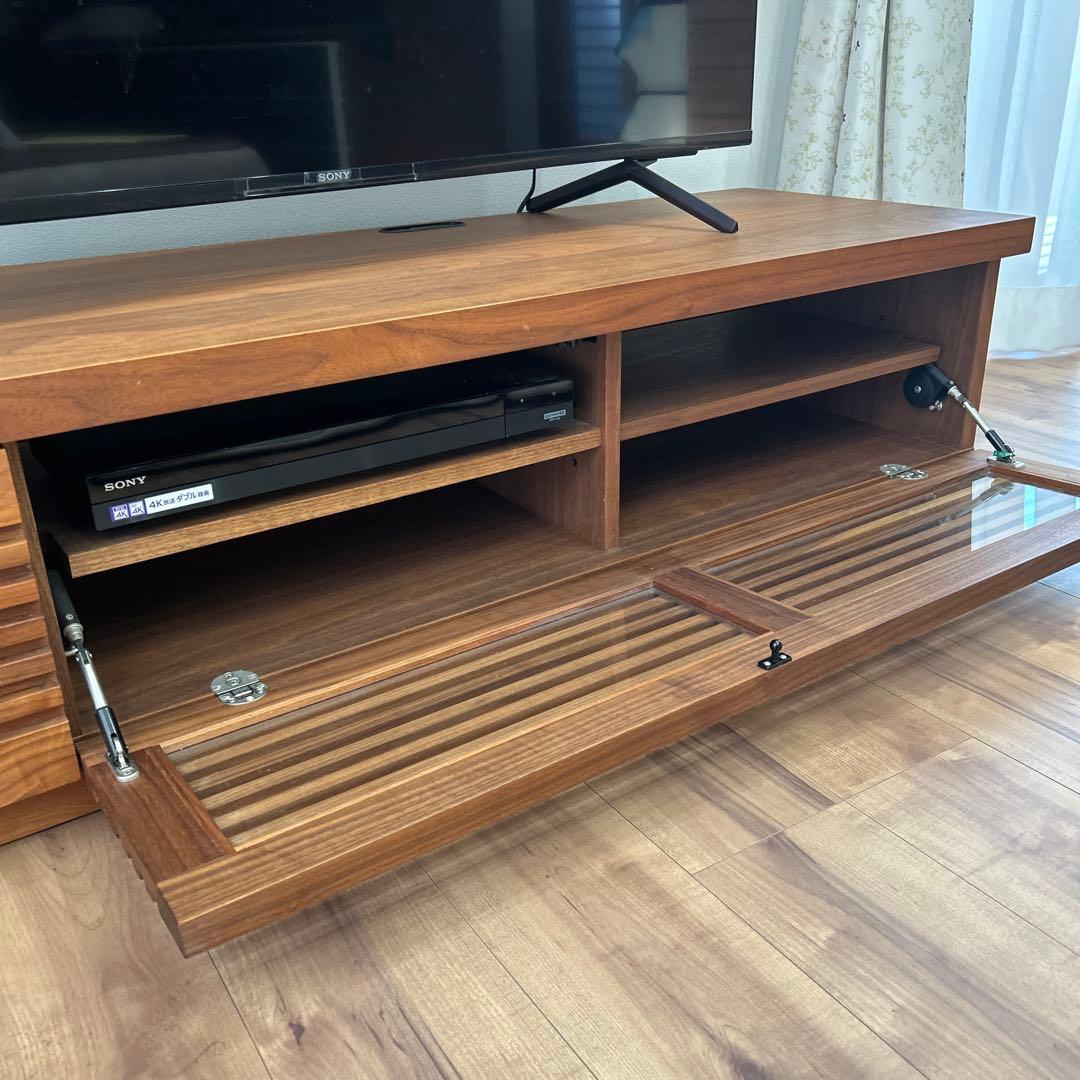 木製 スリットデザイン テレビ台　無垢材　ブラックチェリー　野中木工所