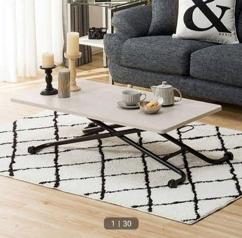 ☆最終大幅値下げ☆昇降センターテーブルガス式 ホワイトウォッシュ