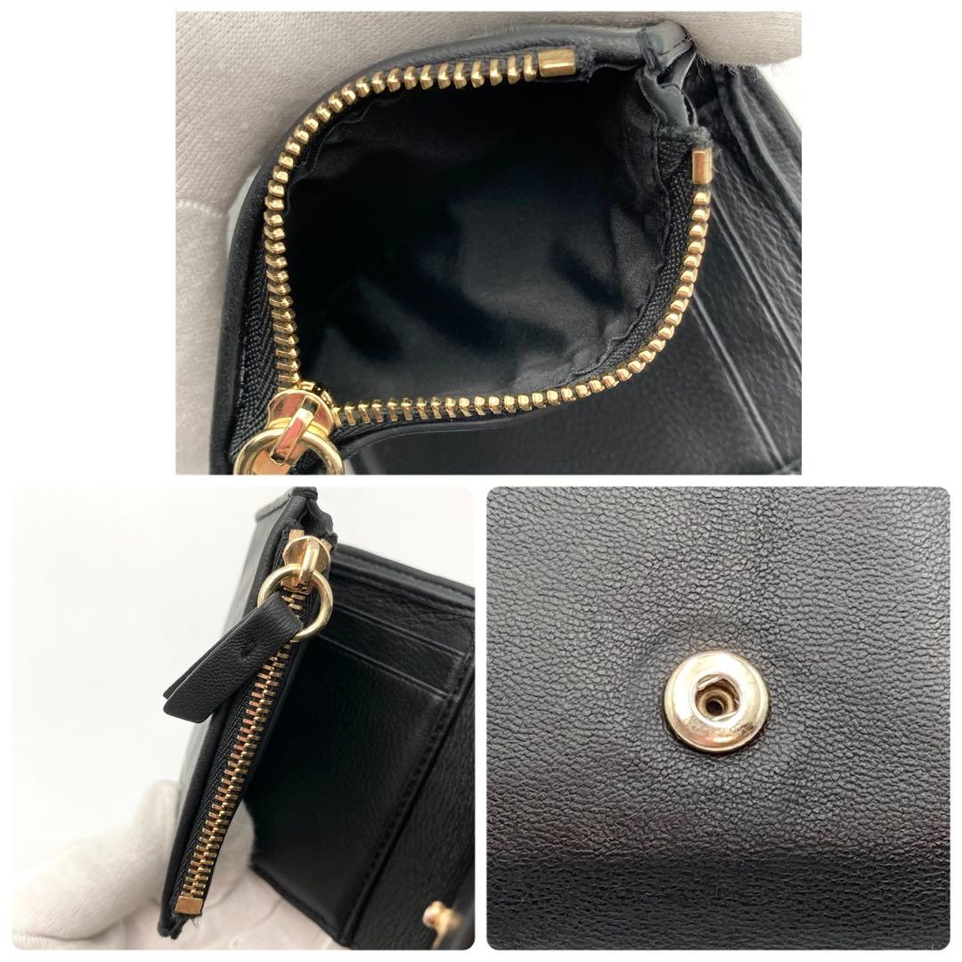 Noodles✨ メゾンマルジェラ 三つ折り財布 グラムスラム 黒 レザー