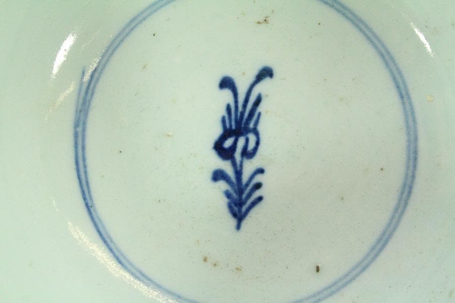 中国美術 青花 染付 纏枝蓮花紋 碗 φ18cm N809